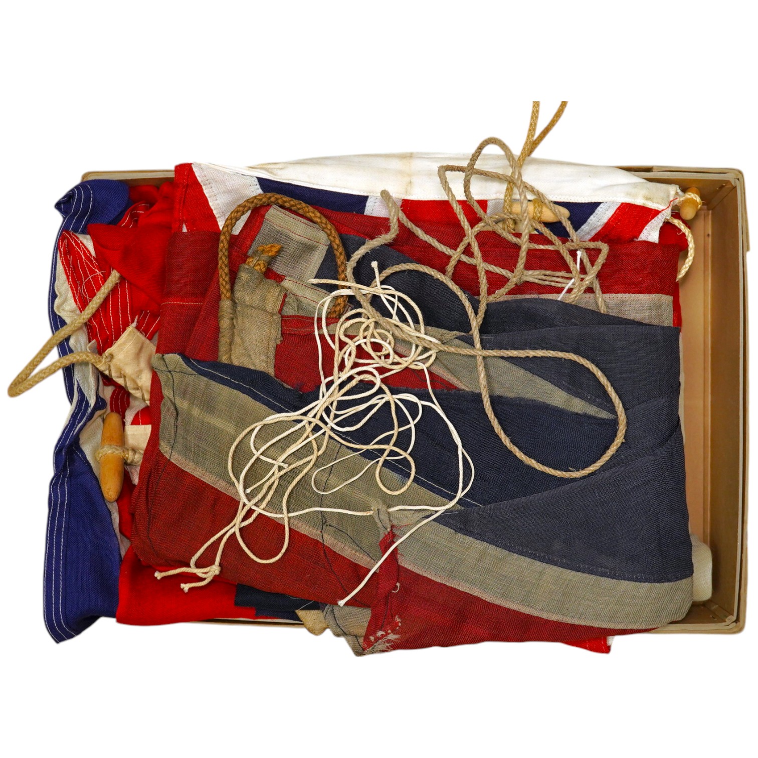 A group of mid 20th century British naval pennants and flags including River Police. Condition - varies